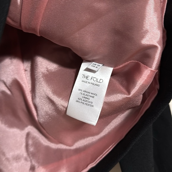 THE FOLD London Arundel dusty pink bow black blouse Virgin wool taffeta office - Picture 4 of 5